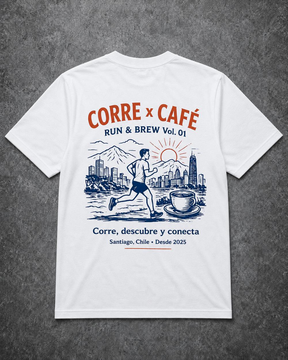 Polera Blanca · Run & Brew — Espalda