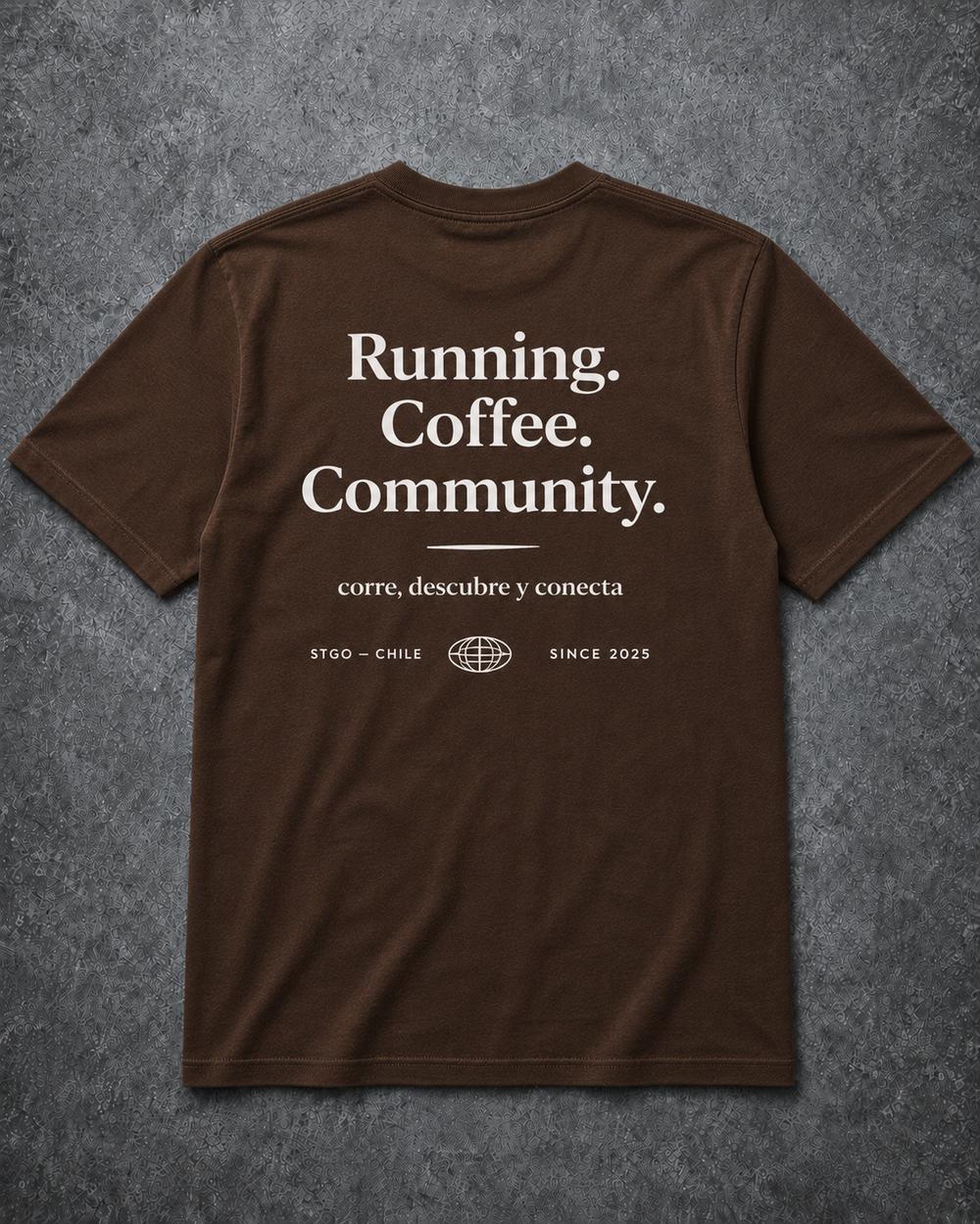 Polera Marrón · Run and Coffee — Espalda